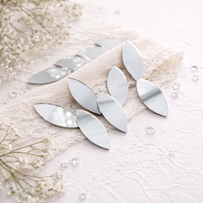 Damla (Yaprak) Ayna Parçası 5x10 cm | Dekoratif Cam Mozaik Hobi Aynası
