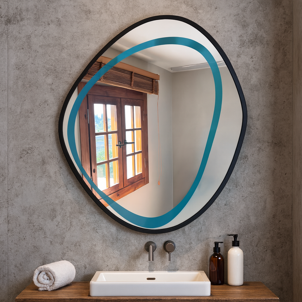 Organik Şekilli Modern Ayna – Asimetrik Dekoratif Banyo ve Salon Duvar Aynası