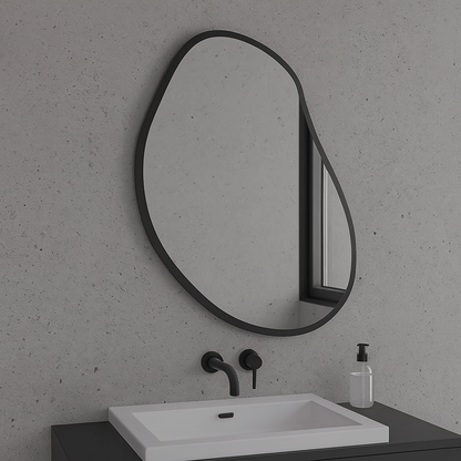 Modern Düzensiz Organik Form Duvar Aynası – Çerçeveli Dekoratif Banyo ve Salon Ayna Modeli