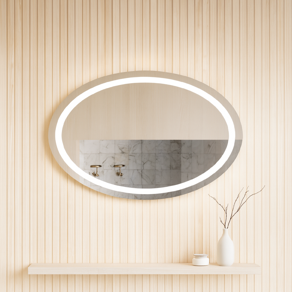 LED Işıklı Oval Ayna – Şık ve Minimalist Banyo Dekorasyon Aynası