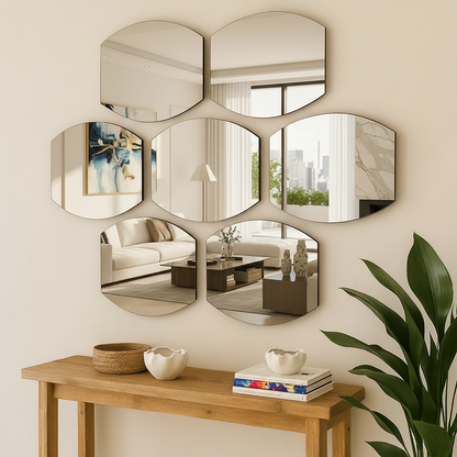 Modern Dekoratif Geometrik Duvar Aynası – Tasarım Salon & Antre Ayna Seti