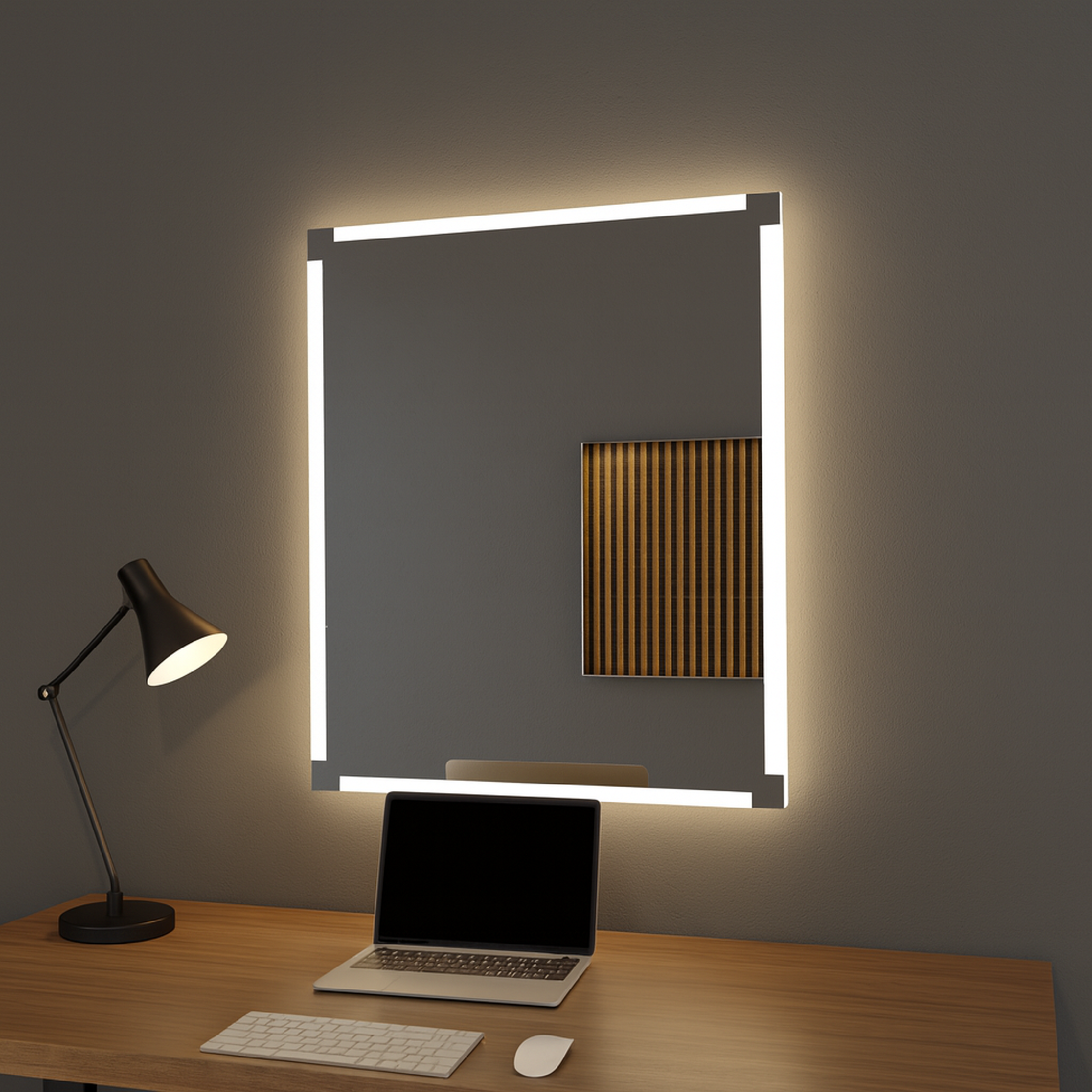 Modern LED Banyo Aynası Dikdörtgen Işıklı Ayna – Minimalist Duvar Tipi Makyaj ve Lavabo Üstü Ayna