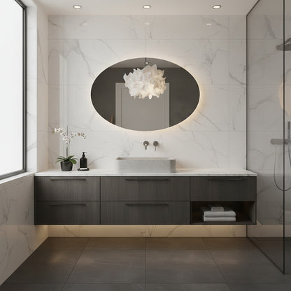 Modern Oval LED Ayna – Işıklı Dekoratif Banyo Aynası | Şık Duvar Aksesuarı