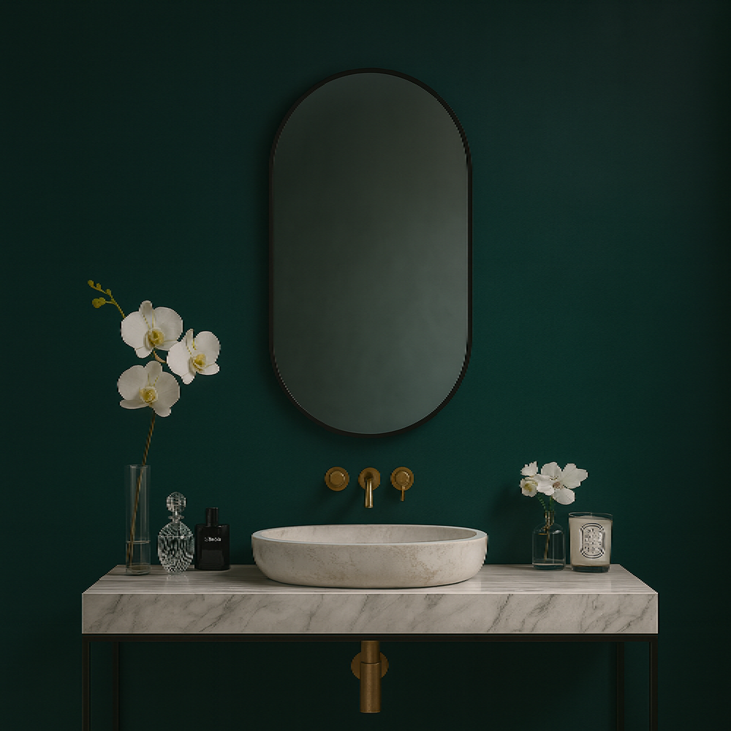 Modern Çerçeveli Oval Duvar Aynası – Dekoratif Banyo ve Salon Aynası Tasarımı