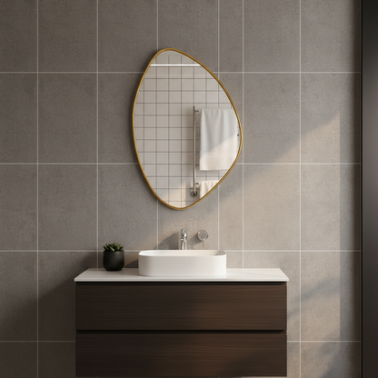 Modern Asimetrik Dekoratif Ayna – Organik Tasarım Çerçeveli Banyo ve Salon Duvar Aynası