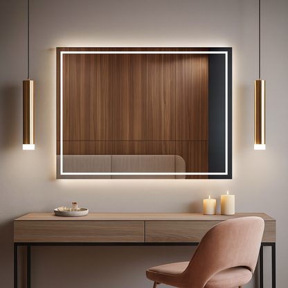 Dikdörtgen LED Banyo Aynası – Modern Işıklı Ayna | Sıcak/Soğuk LED & Dokunmatik Seçenek