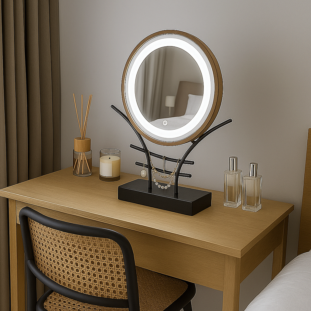 LED Işıklı Makyaj Aynası Masa Üstü, Ayarlanabilir Aydınlatmalı Modern Makyaj Aynası