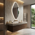 Modern Organik LED Banyo Aynası – Asimetrik Dekoratif Işıklı Ayna, Duvara Monte Tasarım