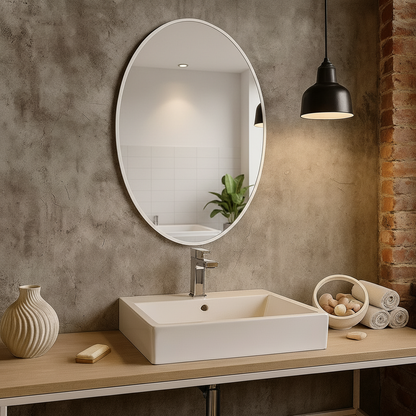 Modern Oval Banyo Aynası – Çerçeveli Dekoratif Duvar Aynası