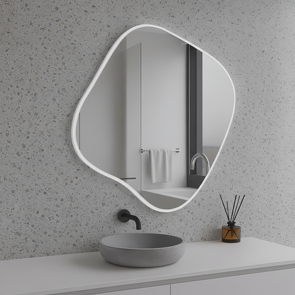 Modern Şekilli Duvar Aynası – Organik Form Dekoratif Ayna, Minimalist Çerçeveli Tasarım Ayna