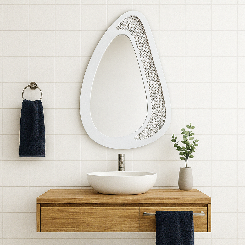 Rattan Çerçeveli Organik Ayna – Modern Dekoratif Duvar Aynası | Tasarım Ayna, Rattan Ayna, Salon & Genç Odası Dekoru