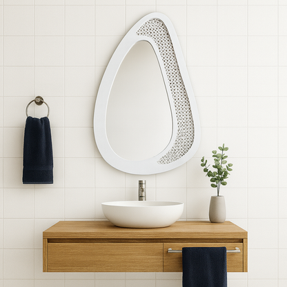 Rattan Çerçeveli Organik Ayna – Modern Dekoratif Duvar Aynası | Tasarım Ayna, Rattan Ayna, Salon & Genç Odası Dekoru