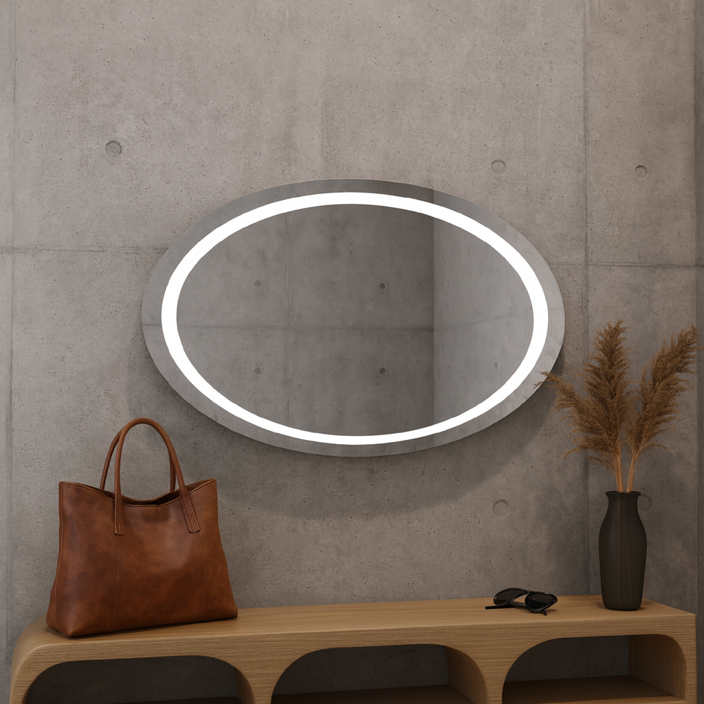 LED Işıklı Oval Ayna – Şık ve Minimalist Banyo Dekorasyon Aynası