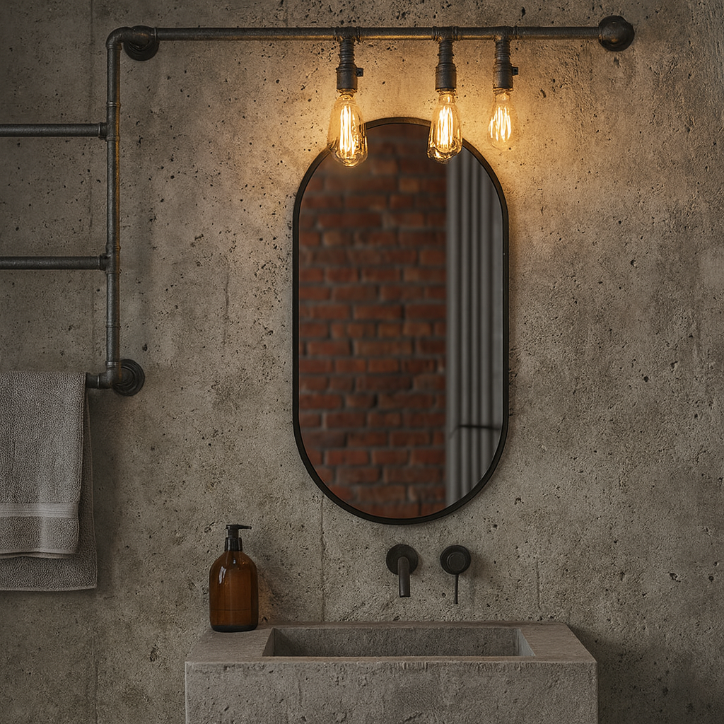Modern Çerçeveli Oval Duvar Aynası – Dekoratif Banyo ve Salon Aynası Tasarımı