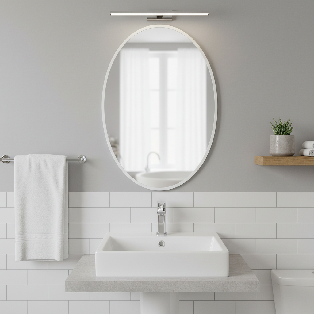 Modern Oval Banyo Aynası – Siyah Çerçeveli Dekoratif Duvar Aynası