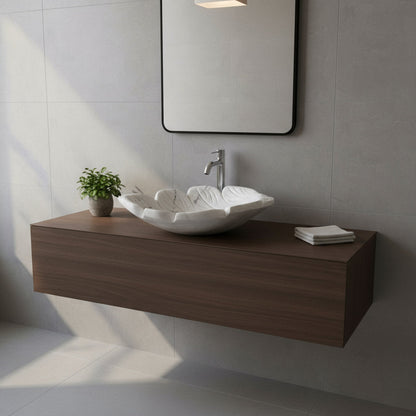 El Yapımı Mermer Yaprak Formu Lavabo – Doğal Taş Banyo Tezgâh Üstü Lavabo