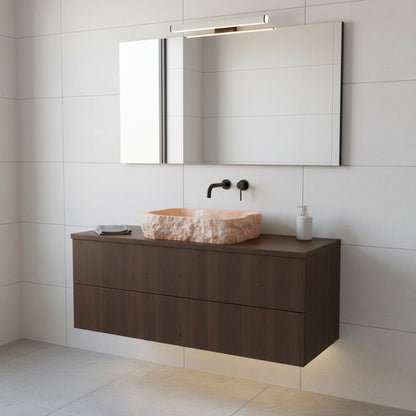 Rosa Marble Lavabo – Doğal Rosa Mermer Tezgâh Üstü Banyo Lavabosu (L 55 × W 40 × H 14 cm)