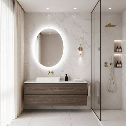 Minimal Oval LED Ayna – Modern Işıklı Dekoratif Duvar Ayna