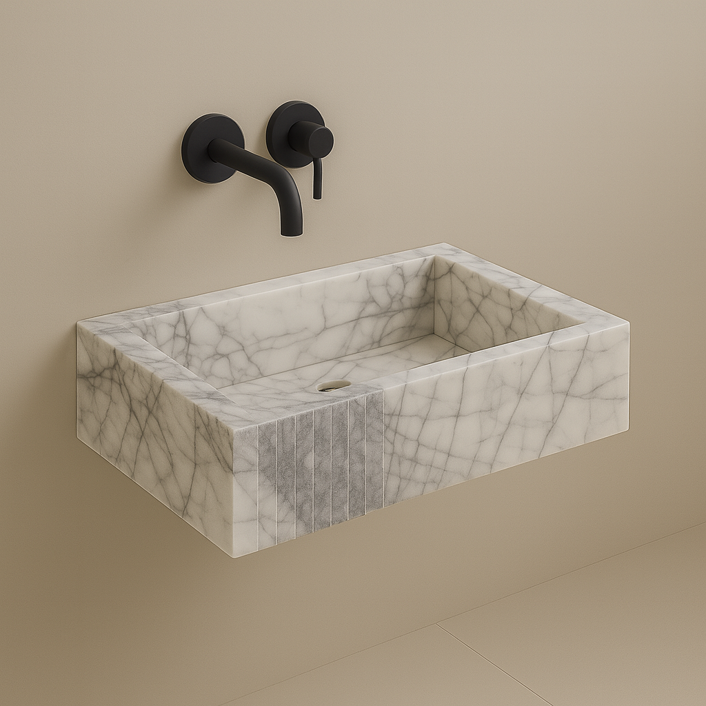 Calacatta Viola Mermer Duvara Monte Köşe Lavabo – Lüks Köşe Mermer Lavabo | Türkiye Üretimi