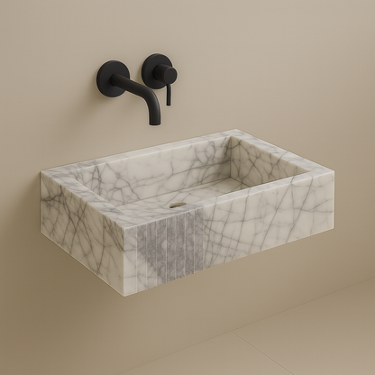 Calacatta Viola Mermer Duvara Monte Köşe Lavabo – Lüks Köşe Mermer Lavabo | Türkiye Üretimi