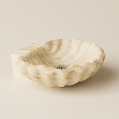 Honey Onyx Marble Lavabo – Doğal Honey Onyx Mermer Tezgâh Üstü Banyo Lavabosu (L 45 × W 45 × H 15 cm)