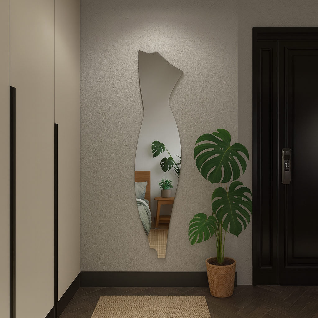 Dekoratif Ayna – Modern Dalgalı Tasarım Duvar Aynası (Trend Tam Boy Ayna)