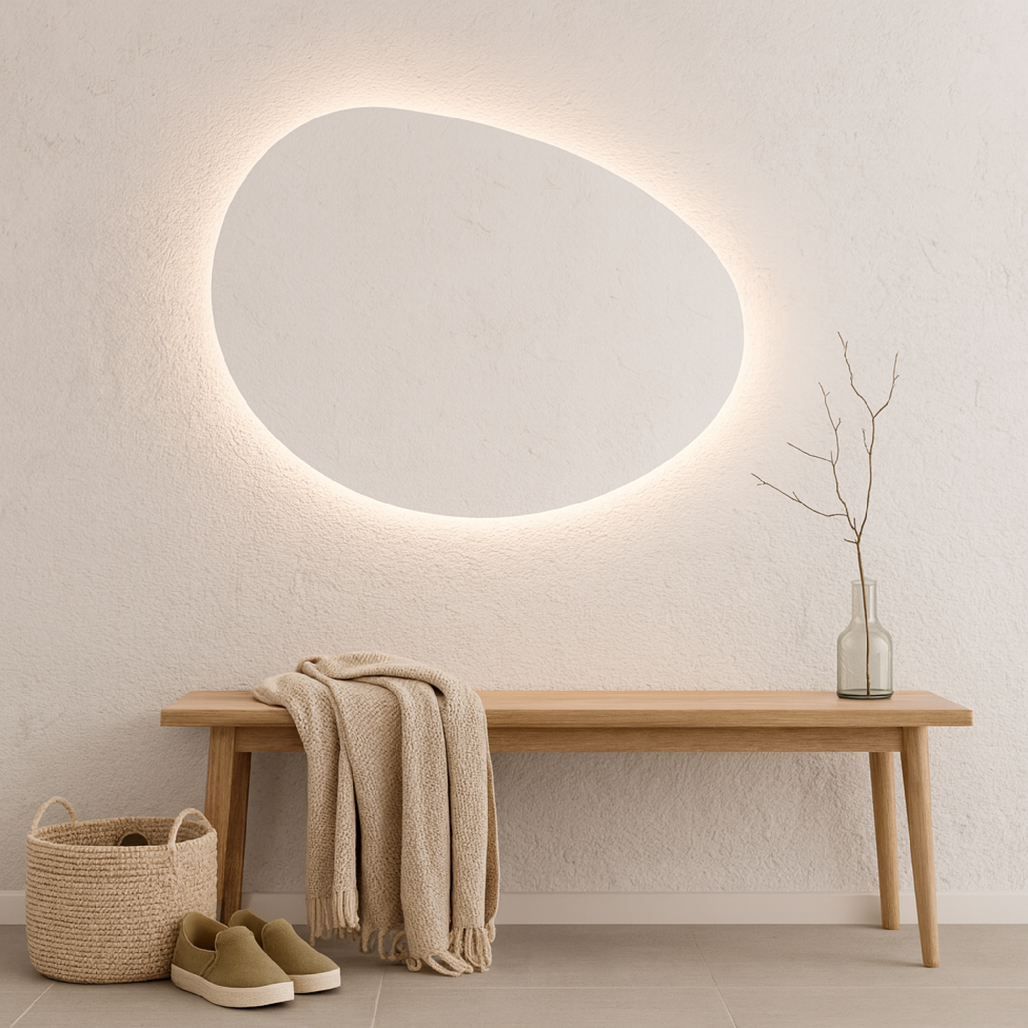 Modern LED Aydınlatmalı Duvar Aynası – Banyo, Yatak Odası ve Antre Dekorasyonu için Şık Tasarım