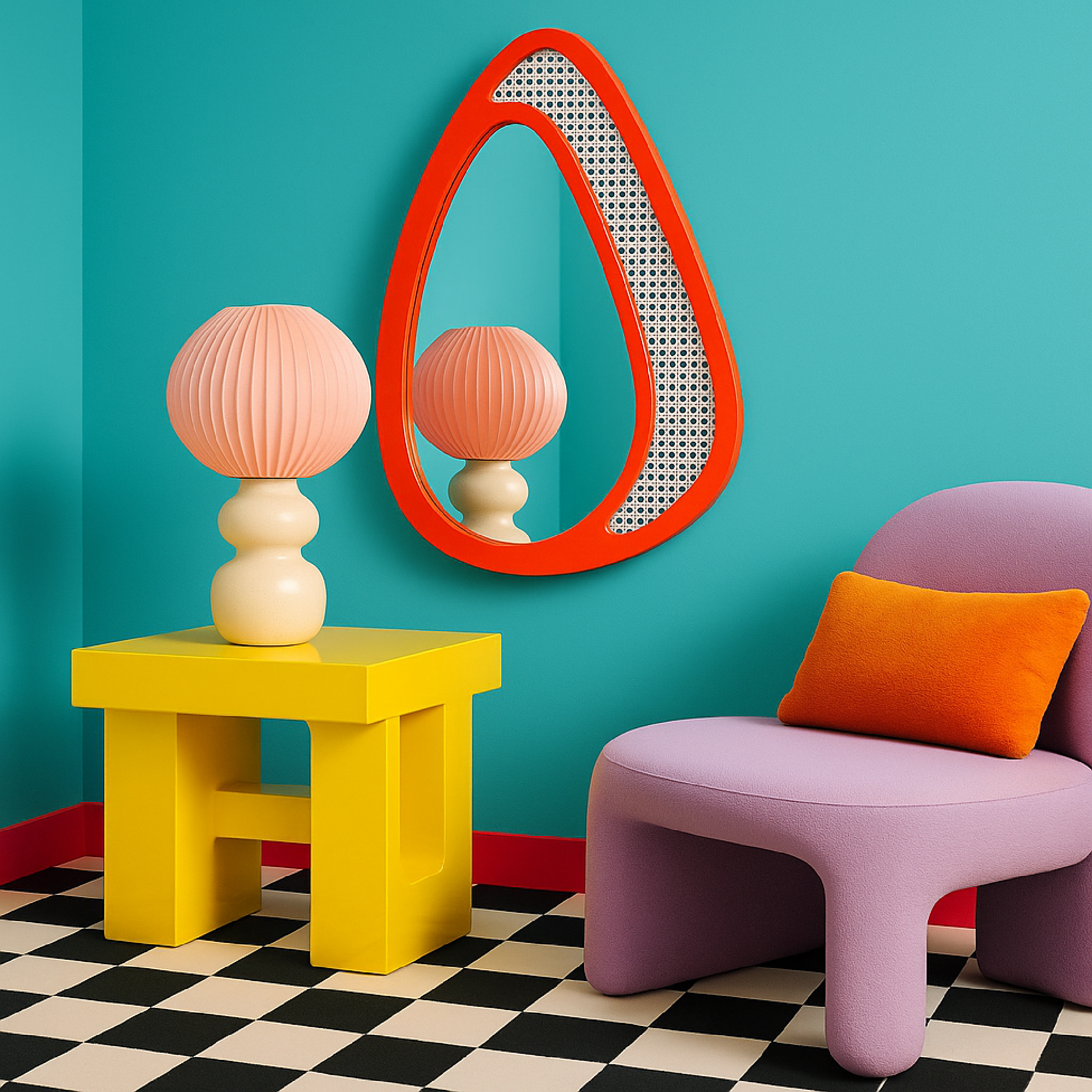 Rattan Çerçeveli Organik Ayna – Modern Dekoratif Duvar Aynası | Tasarım Ayna, Rattan Ayna, Salon & Genç Odası Dekoru