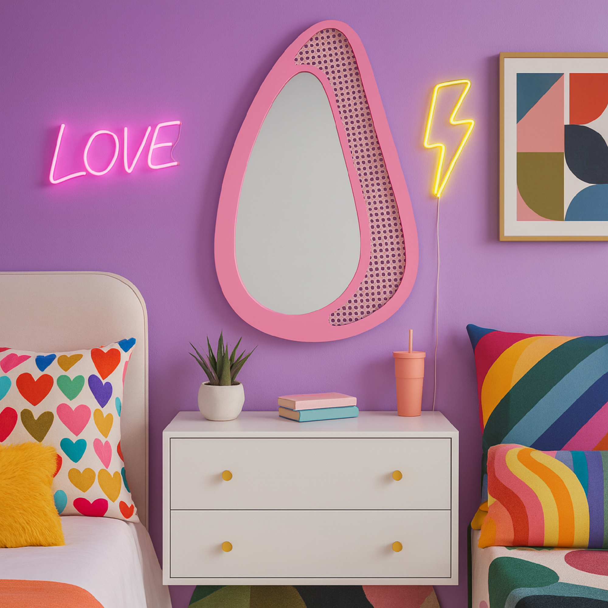 Rattan Çerçeveli Organik Ayna – Modern Dekoratif Duvar Aynası | Tasarım Ayna, Rattan Ayna, Salon & Genç Odası Dekoru