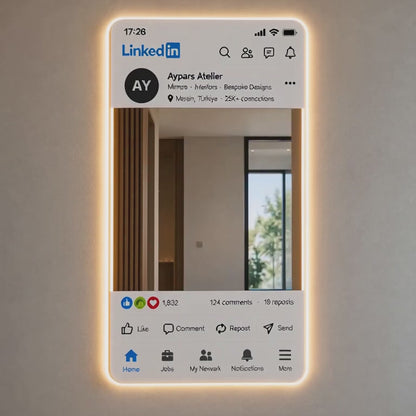 LinkedIn Tasarımlı LED Ayna | Kişiye Özel Firma Logolu Ayna