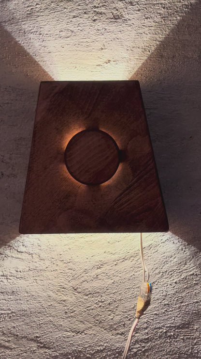 Ahşap Duvar Apliği - El Yapımı Modern LED Duvar Lambası, Yukarı Aşağı Işık Veren Minimalist Ahşap Aydınlatma, Salon, Yatak Odası ve Koridor İçin Dekoratif Aplik