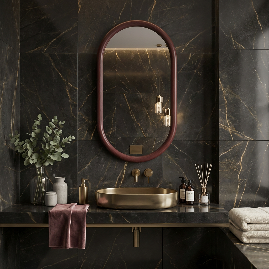 Capsule Beech Wood Frame Mirror | Full Length Oval Bathroom & Entryway Decor