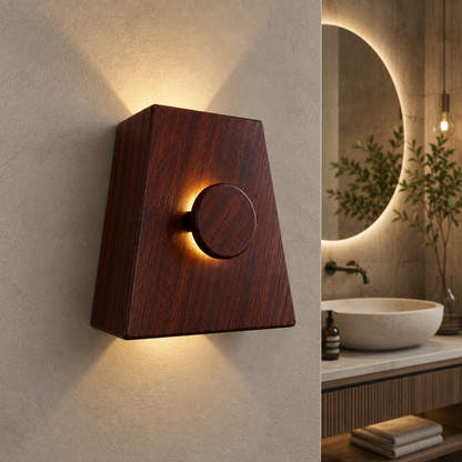 Ahşap Duvar Apliği - El Yapımı Modern LED Duvar Lambası, Yukarı Aşağı Işık Veren Minimalist Ahşap Aydınlatma, Salon, Yatak Odası ve Koridor İçin Dekoratif Aplik