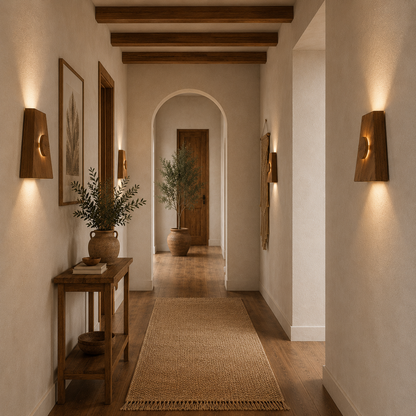 Ahşap Duvar Apliği - El Yapımı Modern LED Duvar Lambası, Yukarı Aşağı Işık Veren Minimalist Ahşap Aydınlatma, Salon, Yatak Odası ve Koridor İçin Dekoratif Aplik