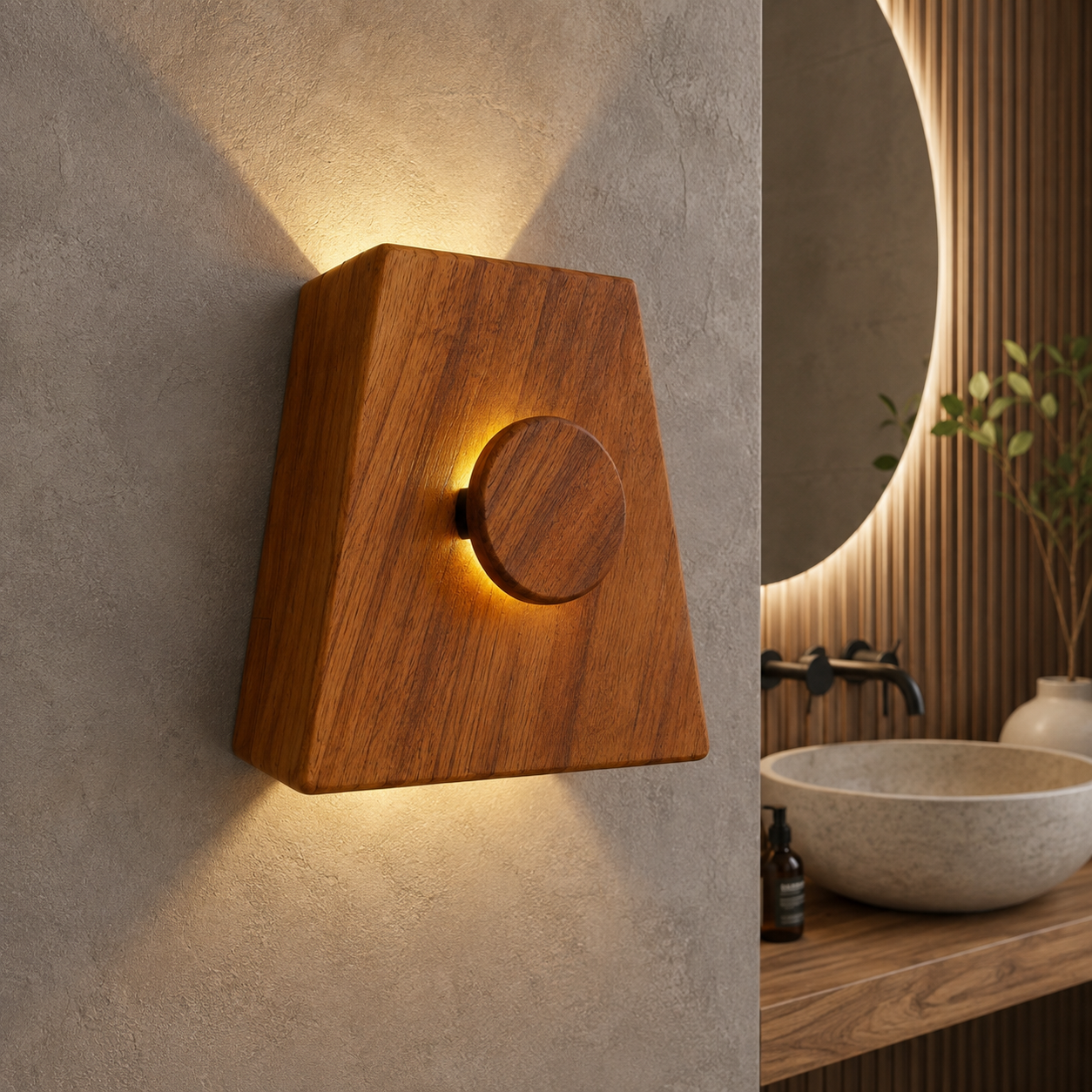 Ahşap Duvar Apliği - El Yapımı Modern LED Duvar Lambası, Yukarı Aşağı Işık Veren Minimalist Ahşap Aydınlatma, Salon, Yatak Odası ve Koridor İçin Dekoratif Aplik