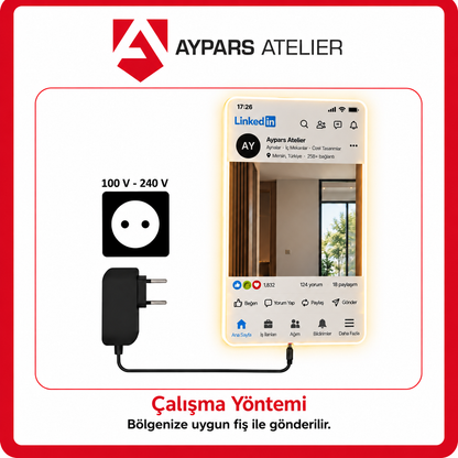 LinkedIn Tasarımlı LED Ayna | Kişiye Özel Firma Logolu Ayna