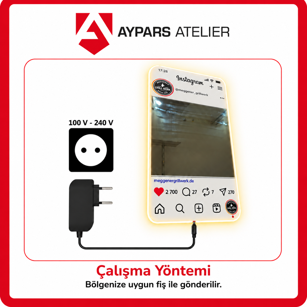 Instagram LED Fotoğraf Aynası – Kişiye Özel Sosyal Medya Selfie Aynası | İşletme, Kafe, Güzellik Salonu & Etkinlikler İçin