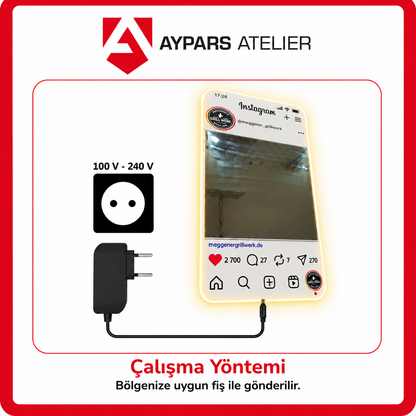 Instagram LED Fotoğraf Aynası – Kişiye Özel Sosyal Medya Selfie Aynası | İşletme, Kafe, Güzellik Salonu & Etkinlikler İçin