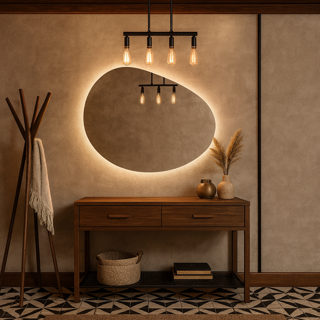 Modern LED Aydınlatmalı Duvar Aynası – Banyo, Yatak Odası ve Antre Dekorasyonu için Şık Tasarım