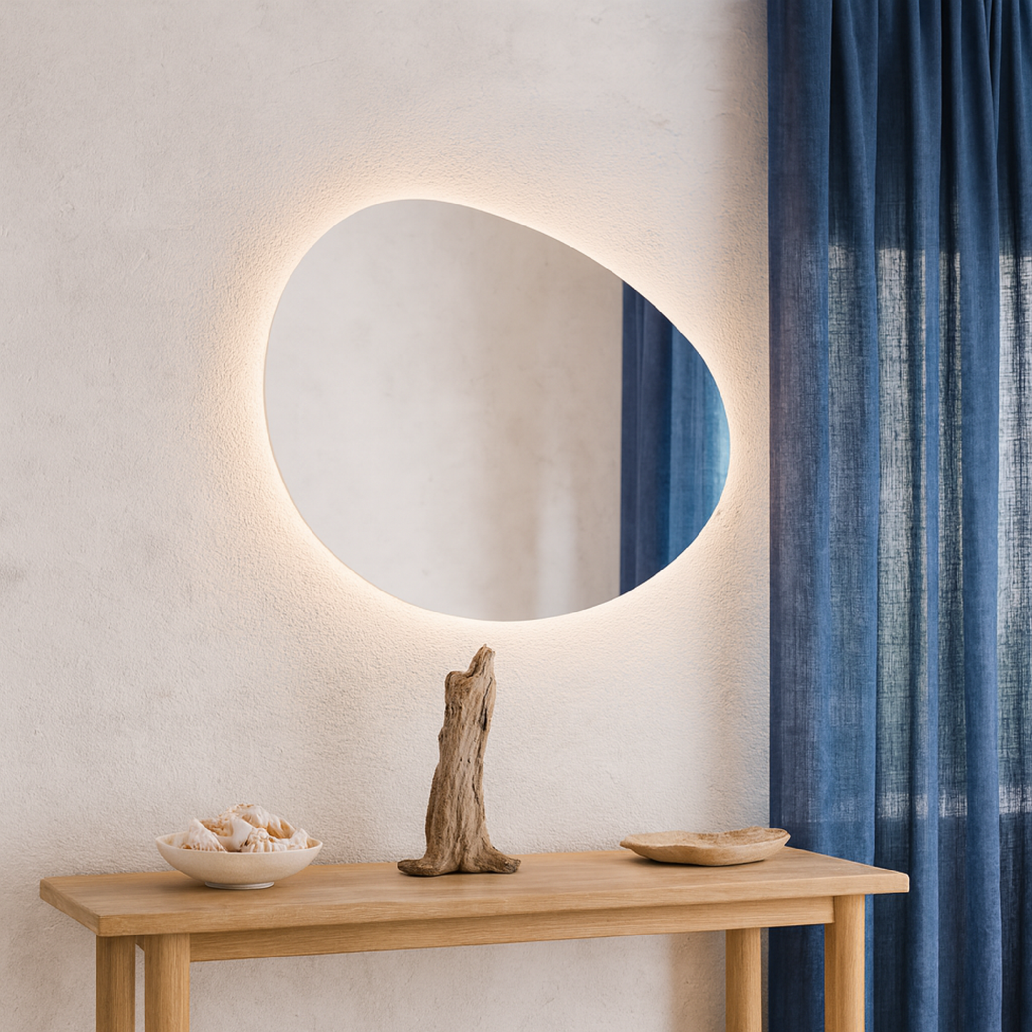 Modern LED Aydınlatmalı Duvar Aynası – Banyo, Yatak Odası ve Antre Dekorasyonu için Şık Tasarım