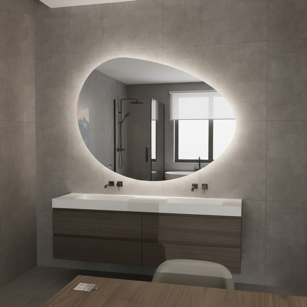 Modern LED Aydınlatmalı Duvar Aynası – Banyo, Yatak Odası ve Antre Dekorasyonu için Şık Tasarım