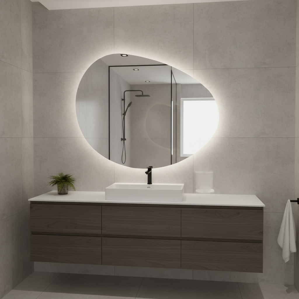 Modern LED Aydınlatmalı Duvar Aynası – Banyo, Yatak Odası ve Antre Dekorasyonu için Şık Tasarım