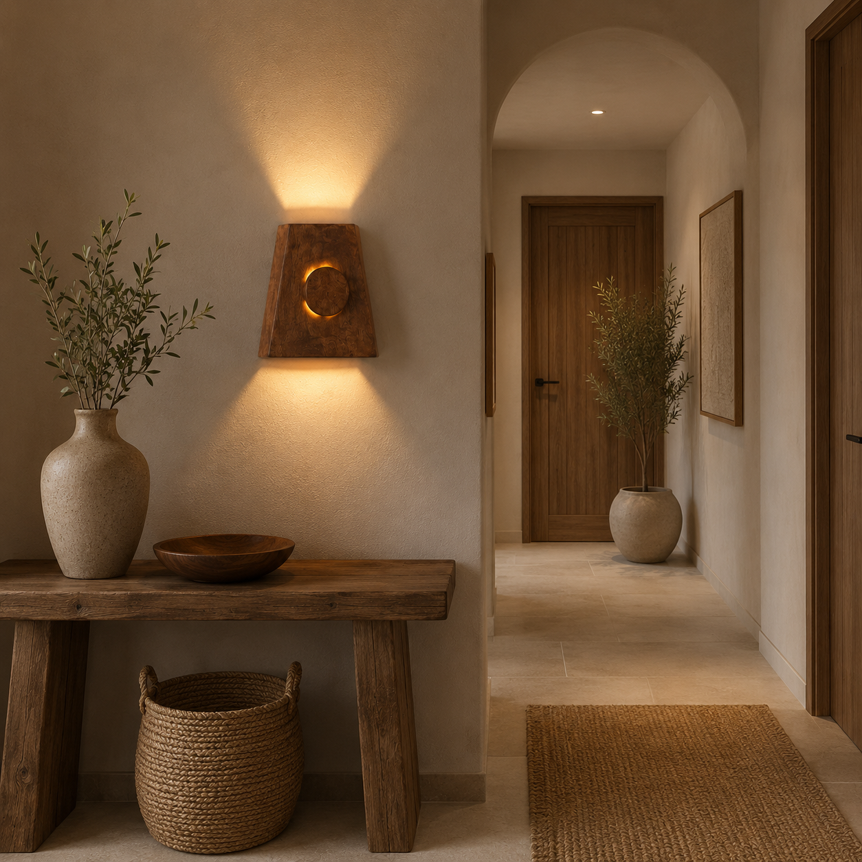 Ahşap Duvar Apliği - El Yapımı Modern LED Duvar Lambası, Yukarı Aşağı Işık Veren Minimalist Ahşap Aydınlatma, Salon, Yatak Odası ve Koridor İçin Dekoratif Aplik