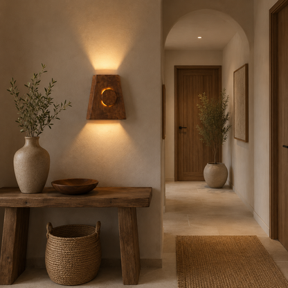Ahşap Duvar Apliği - El Yapımı Modern LED Duvar Lambası, Yukarı Aşağı Işık Veren Minimalist Ahşap Aydınlatma, Salon, Yatak Odası ve Koridor İçin Dekoratif Aplik