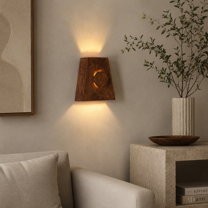 Ahşap Duvar Apliği - El Yapımı Modern LED Duvar Lambası, Yukarı Aşağı Işık Veren Minimalist Ahşap Aydınlatma, Salon, Yatak Odası ve Koridor İçin Dekoratif Aplik