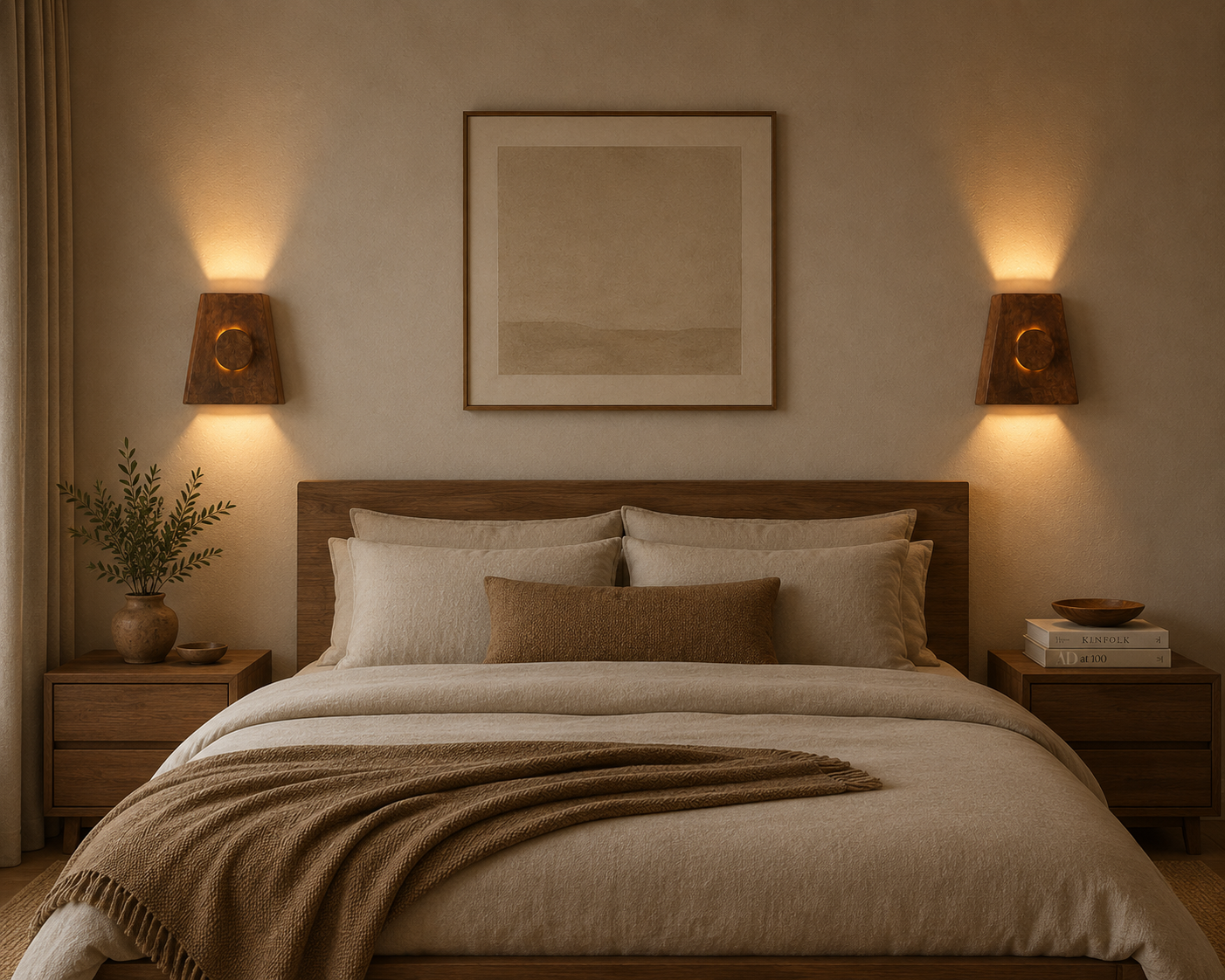 Ahşap Duvar Apliği - El Yapımı Modern LED Duvar Lambası, Yukarı Aşağı Işık Veren Minimalist Ahşap Aydınlatma, Salon, Yatak Odası ve Koridor İçin Dekoratif Aplik