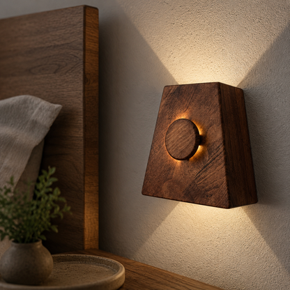 Ahşap Duvar Apliği - El Yapımı Modern LED Duvar Lambası, Yukarı Aşağı Işık Veren Minimalist Ahşap Aydınlatma, Salon, Yatak Odası ve Koridor İçin Dekoratif Aplik