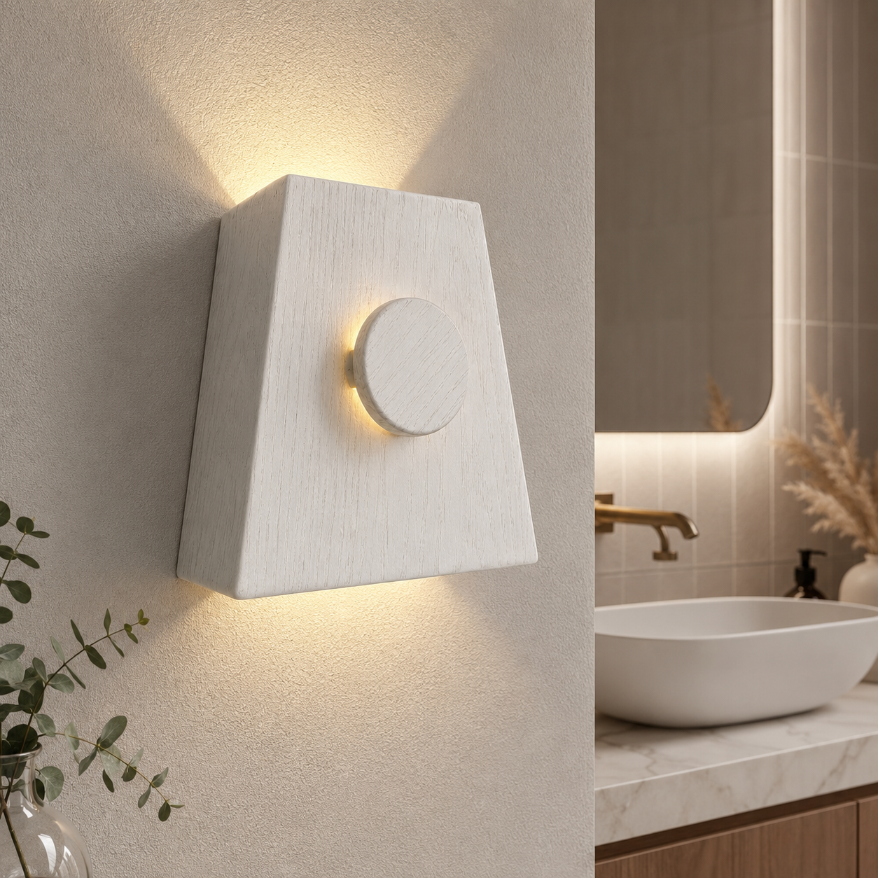Ahşap Duvar Apliği - El Yapımı Modern LED Duvar Lambası, Yukarı Aşağı Işık Veren Minimalist Ahşap Aydınlatma, Salon, Yatak Odası ve Koridor İçin Dekoratif Aplik