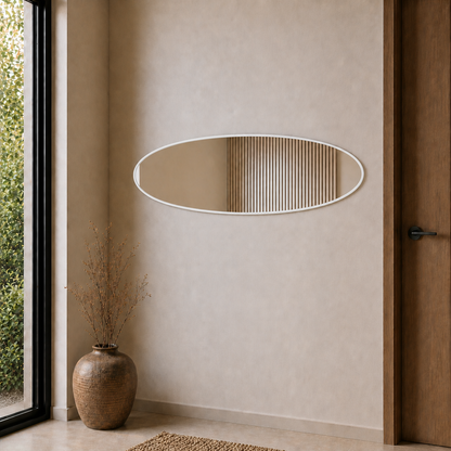 Modern Oval Boy Aynası 40x120 cm – İnce Çerçeveli Minimalist Dekoratif Duvar Aynası 2026 Trend