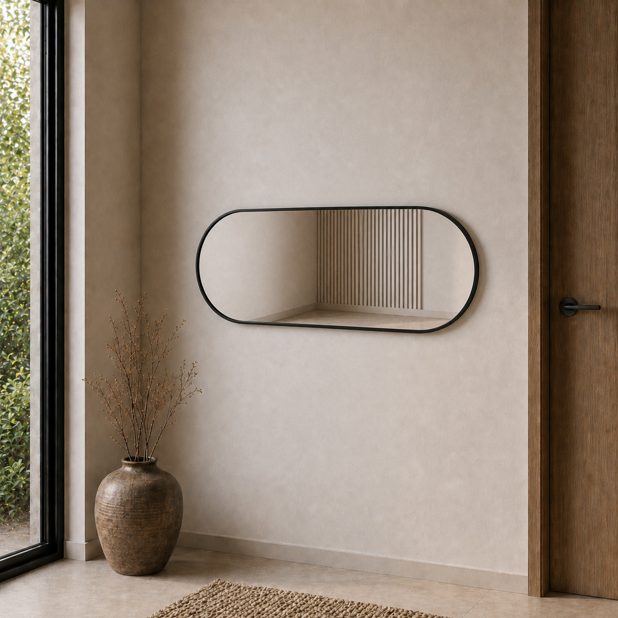 Modern Oval Boy Aynası 40x120 cm – Minimalist Çerçeveli Dekoratif Duvar Aynası 2026 Trend